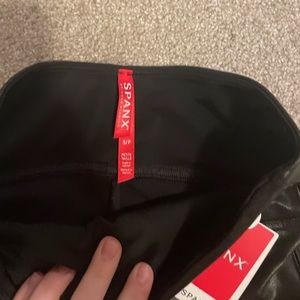 spanx black leather leggings new with tags! Size small petite